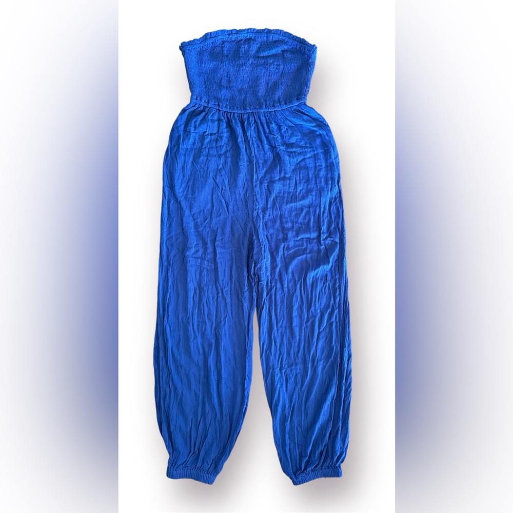 🛍️SALE🛍️ CUPSHE Blue Smocked Bodice Tube Top & Tapered Leg Jumpsuit - Picture 6 of 11
